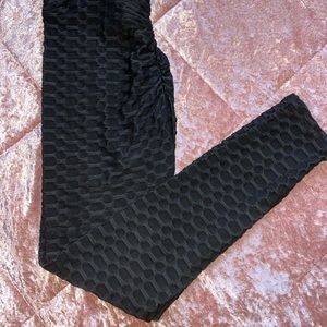 Black Textured “Tik Tok” Leggings